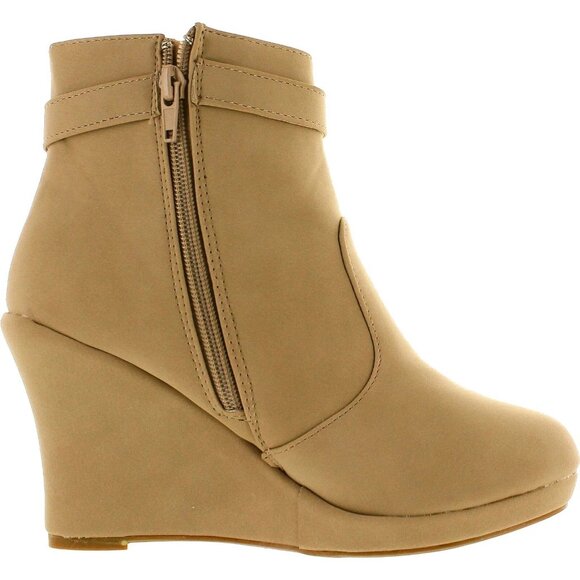 Top Moda Wedge Ankle Boot – Faux Suede • Buckle Strap • Elevated Everyday Style - Picture 4 of 5